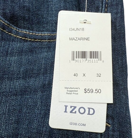 IZOD Mens Jeans 40x32 Relaxed Fit Comfort Stretch Blue Straight Leg NWT - Picture 6 of 11